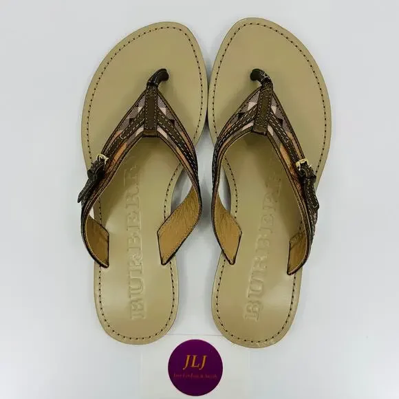 Burberry Women's Aldermary Haymarket Check Flip Flop Sandals Size 39 EU / 9 US - Picture 12 of 15